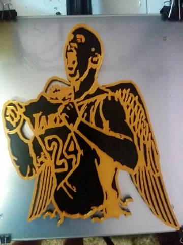 Kobe Bryant Angle Wings 3D Plaque, 3D printed, gold Silk. 12" ×11" Cover