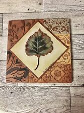Leaf Hanging Wall Sign Small 6x6in Rustic Signed Fall Decor Primitive Fall Color