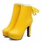 Yellow Ankle Boots High Heels Platform Lace-Up Zipper Tall Cute New Punk Shoes
