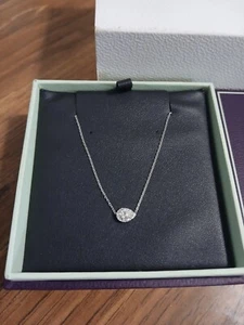 14k White Gold Diamond Halo Necklace - Picture 1 of 4