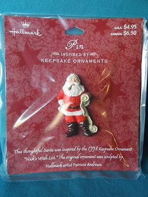 Hallmark Santa Nick's Wish List Pin Match 1998 Ornamento Nuevo Foto 1 de 4