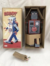 Vintage NOS Tin Litho Space Large MECHANICAL Robot in Box Wind Up Works