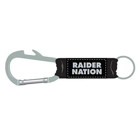 Las Vegas Raiders Raider Nation NFL Carabiner Keychain w/ Bottle Opener One Size Cover