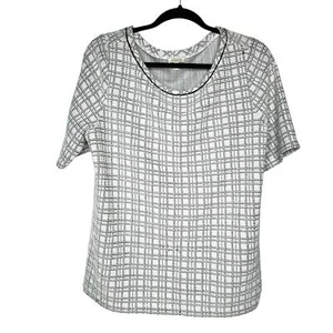 Top Talbots Tweed Texturizado, Blanco y Negro, Informal de Negocios, Talla Grande - Imagen 1 de 7