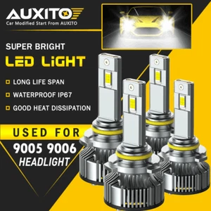4X AUXITO 9005 9006 LED Headlight Kit Combo Bulb High Low Beam Super White Y19 - Picture 1 of 15