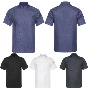 Mens Short Sleeve Chef Jacket Cooking Coat Top Restaurant Hotel Kitchen Workwear - Picture 1 of 34