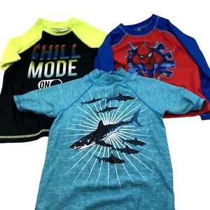 Boys Size 6 Rash Guard Active Shirts BUNDLE Spiderman Shark Sports Athletic - Picture 1 of 8