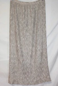 Vtg C'Est Duo Champagne/Lt. Beige Micro Pleated Poly Satin Long Pencil Skirt-L - Picture 1 of 8