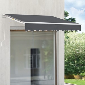 Markise Balkonmarkise Gelenkarmmarkise Sonnenmarkise Kurbel Dunkelgrau 300x250cm