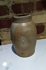 Primitive Stoneware Apple Crock 8" H. Very old....1800? Hole for Spout. - Picture 1 of 9