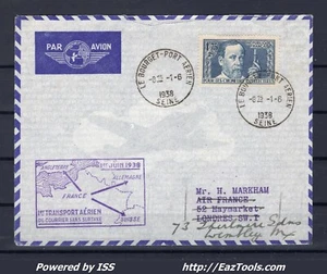 FRANCE LETTRE PAR AVION DU BOURGET POUR LONDRES N° 385 SEUL DU 01/06/1938 - Picture 1 of 2