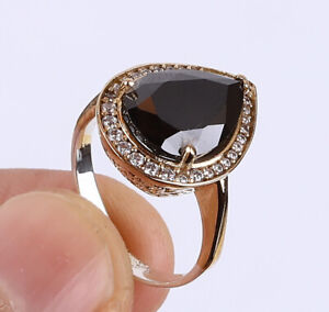 TURKISH SIMULATED ONYX .925 SILVER & BRONZE RING SIZE 7.25 #12265
