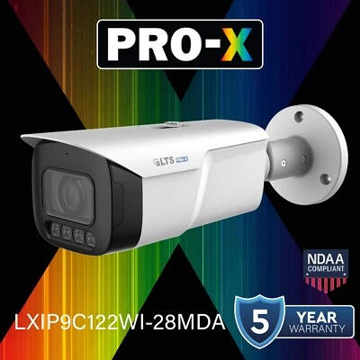 PRO-X LXIP9C122WI-28MDA IP 12MP/5K 2.8 mm 98ft IR & LED Hybrid Mic Bullet Camera - Image 1 of 4