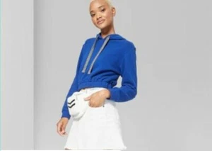 Sudadera corta con capucha para mujer con lazos de cinta en contraste - Wild Fable - Varias tallas - Nueva con etiquetas - Imagen 1 de 3