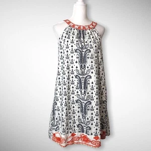 THML Dress Size XS Shift Sleeveless Cotton Black White Lined Embroidered Red - Picture 1 of 12