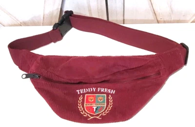 Burgundy Red Corduroy Authentic Teddy Fresh zip up Fanny pack / belt bag - Image 1 of 4