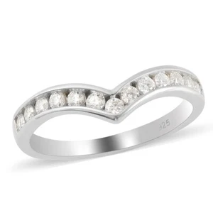 Fiery & Stunning!! White Moissanite Wishbone Ring Sterling Silv 0.40ctw Sz 5, 7 - Picture 1 of 6