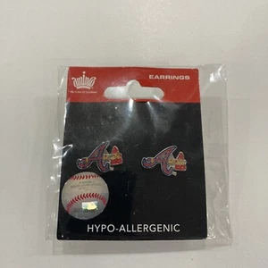 Atlanta Braves Baseball Team Logo MLB Silver Stud Post Earrings Set - Picture 1 of 2