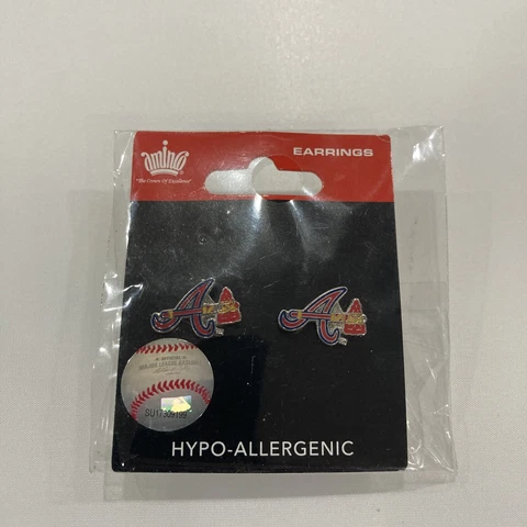 Atlanta Braves Baseball Team Logo MLB Silver Stud Post Earrings Set Cover