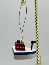 Vintage  1 InchWooden Craft Boat Christmas Ornament