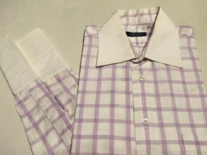 123- MINT Burberry LIGHT SILKY COTTON French-Cuffs PURPLE PLAID SHIRT - 16 / 36 - Picture 1 of 2