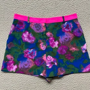 Sandro Shorts Womens 40 (US 8) Blue Floral Chiffon 2" Art Designer Spring Summer - Picture 1 of 10