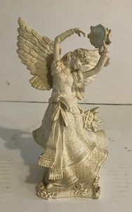 Vintage Angel Praising The Lord Dancing And Playing The Tambourine 8in Tall - Picture 1 of 9