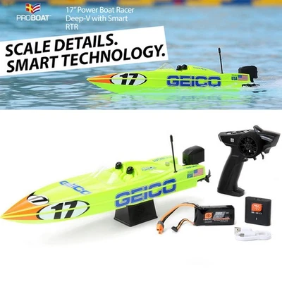 NEW Pro Boat PRB08044T1 17" Power Boat Racer Deep-V RTR Miss GEICO - Image 1 of 4