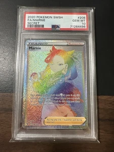 2020 Pokemon Sword & Shield Secret Rare Full Art Marnie 208/202 PSA 10 Gem Mint - Bild 1 von 2