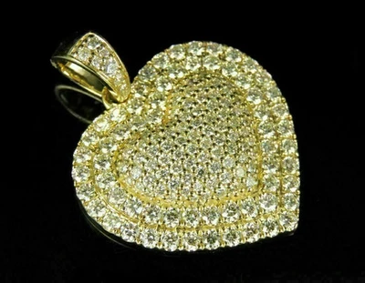 2Ct Round Cut Lab Created Diamond Women's Heart Pendant 14K Yellow Gold Plated - Image 1 of 3