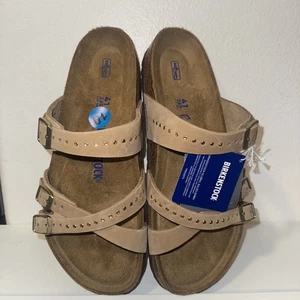 Birkenstock Größe 10 Franca eingespritzte Nieten Sandalen Sandcastle Schuhe weicher Fuß - Bild 1 von 8