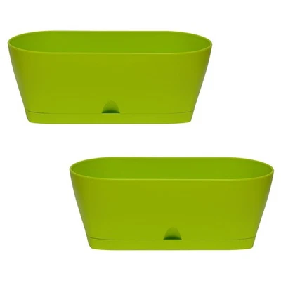 ENGELLAND 2 x Blumenkasten Balkonkasten Pflanztopf Tischdeko Untersetzer Grün - Bild 1 von 4