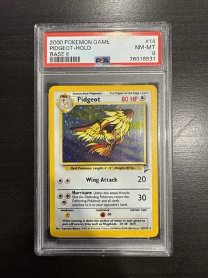 Pokemon Pidgeot 14 / 130 Holo 2000 WOTC Base Set 2 Vintage Card PSA 8 - Image 1 of 2