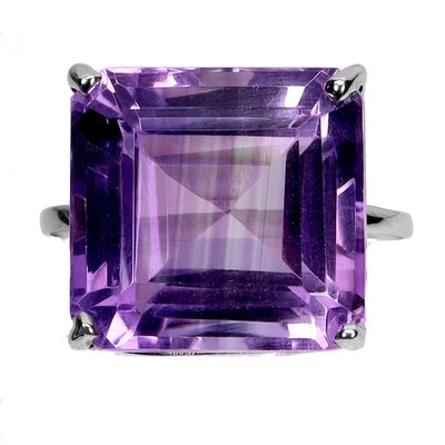 Anillo de plata de ley 925 octágono amatista 18 quilates hecho a mano joyas de piedras preciosas talla 8 Foto 1 de 4
