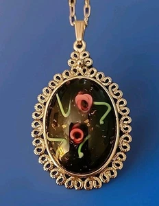 Vintage "Whiting & Davis" schöner floraler glitzernder filigraner Anhänger 18" neu aus altem Lagerbestand K - Bild 1 von 10