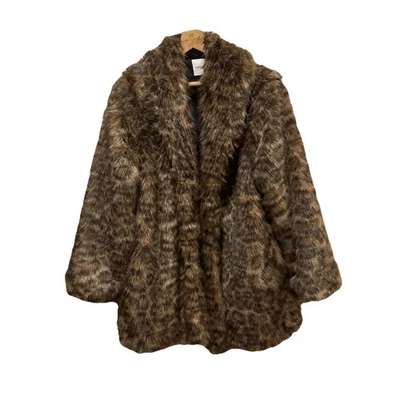 Rebecca Minkoff Vegan Fur Shawl  Collar Coat Size L - Image 1 of 4
