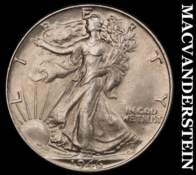 1946 Walking Liberty Half Dollar - Scarce  High Grade  Lustrous  #G898 - Image 1 of 2