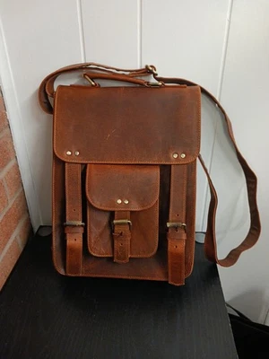 Leather Messenger Unisex Crossbody Bag Tablet Laptop Satchel Man Purse 13 x 9.5" - Image 1 of 4