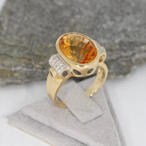 Sale! Wert 1750 € Brillant Citrin Granat Ring 585 14 Karat Gelb Gold - Bild 1 von 9