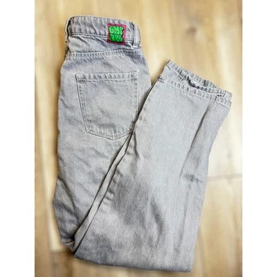 Pantalones de mezclilla Y2K Empyre Skate unisex gris estilo cargo parcheados talla 2 Foto 1 de 4