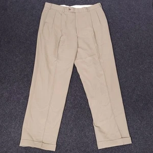 Brooks Brothers Wool Dress Pants Mens 34x31 Beige Pleated Trousers Slacks Formal - Picture 1 of 13