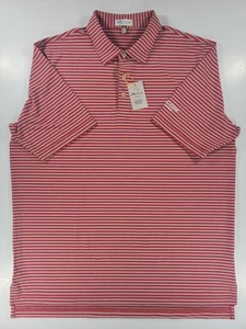 NWT XL Peter Millar Jersey Polo Summer Comfort Red Gray Striped Performance NEW - Picture 1 of 12
