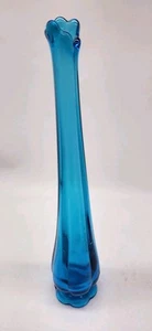 Vintage L.E. Smith Glas geschwungene Vase Simplicity Pfau blau Blütenblatt 13" T1A - Bild 1 von 5