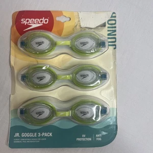 Speedo Jr. Goggle 3-Pack - Lime Green - Ages 6-14 Anti Fog UV Protection - Picture 1 of 6