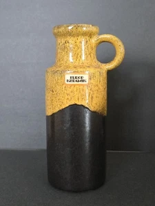 MCM Europ Keramik 401-20 West Germany Glazed Ceramic Vase With Handle BRN/ YLLW - Picture 1 of 14
