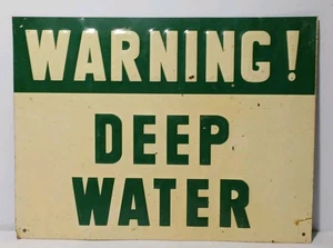 50er Jahre Warnung Tiefwasser Blechschild Prägeschild 50s Schild Vintage Schild - Bild 1 von 15