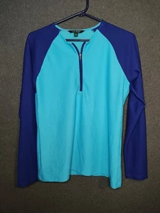 Ralph Lauren NWOT Women’s Performance 1/4 Zip Active Top Blue SIze Large - Picture 1 of 5