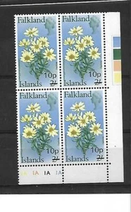 FALKLAND ILDS, QE11, SERIE FLORES, 10P EN 2/-, SG 273, PLACA MNH 1A BLOQUE 4, - Imagen 1 de 1