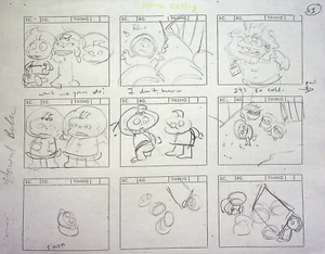 Rugrats 1991 Producción Howard E. Baker FIRMADO Dibujado a Mano Storyboard Página - Imagen 1 de 3