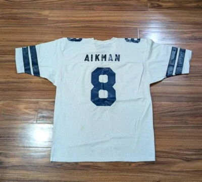 Camiseta deportiva vintage de los Dallas Cowboys Troy Aikman tejida en arena campeón blanca #8 NFL  Foto 1 de 4
